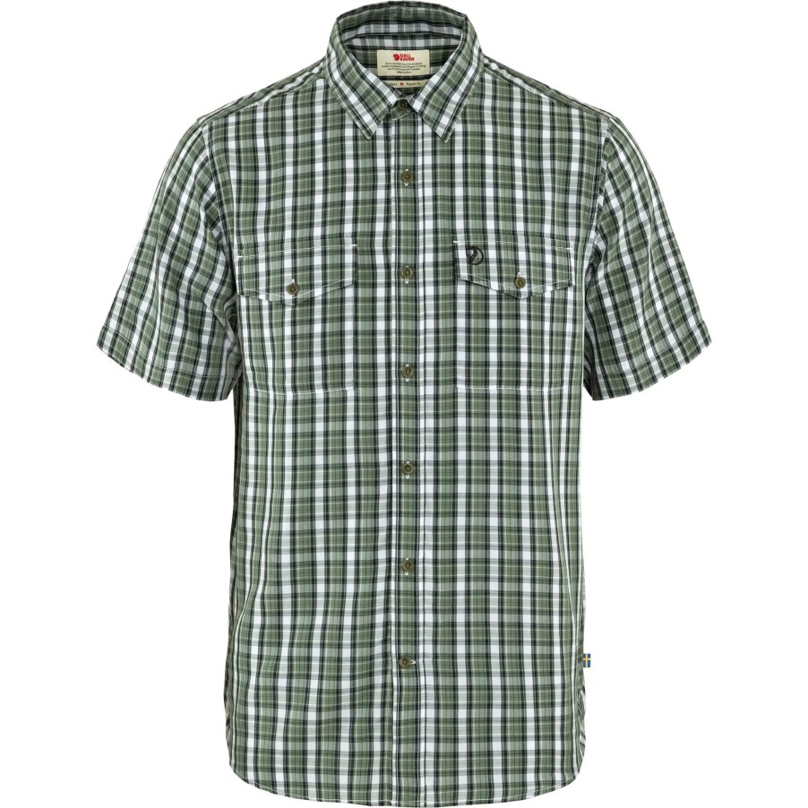 Abisko Cool Shirt Ss M Fjällräven Patina Green-Dark Navy
