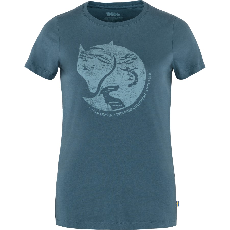 Fashion Arctic Fox Print T-Shirt W Indigo Blue Fjällräven