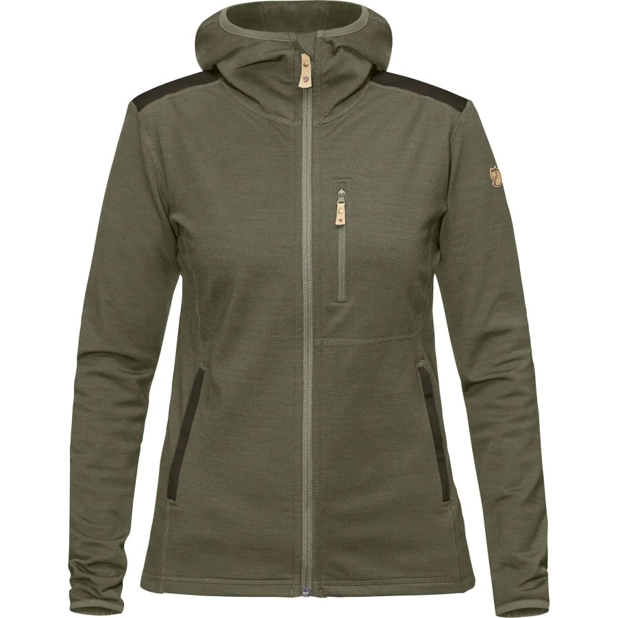 Keb Fleece Hoodie W Fjällräven Laurel Green-Deep Forest