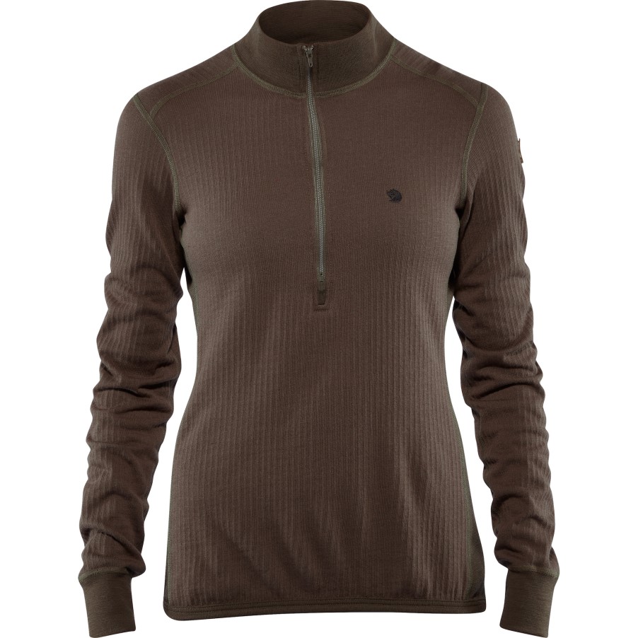 Dark Olive Fjällräven Brand Värmland Woolterry Half Zip W