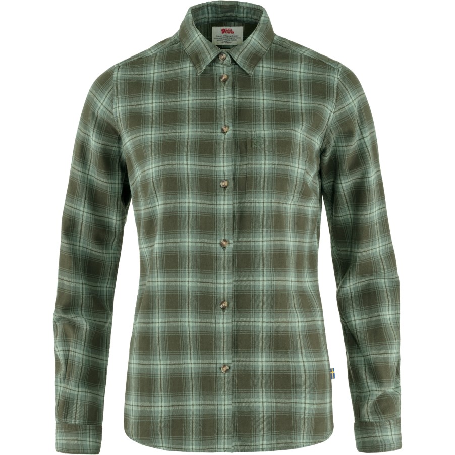 Övik Flannel Shirt W Fjällräven Deep Forest-Patina Green