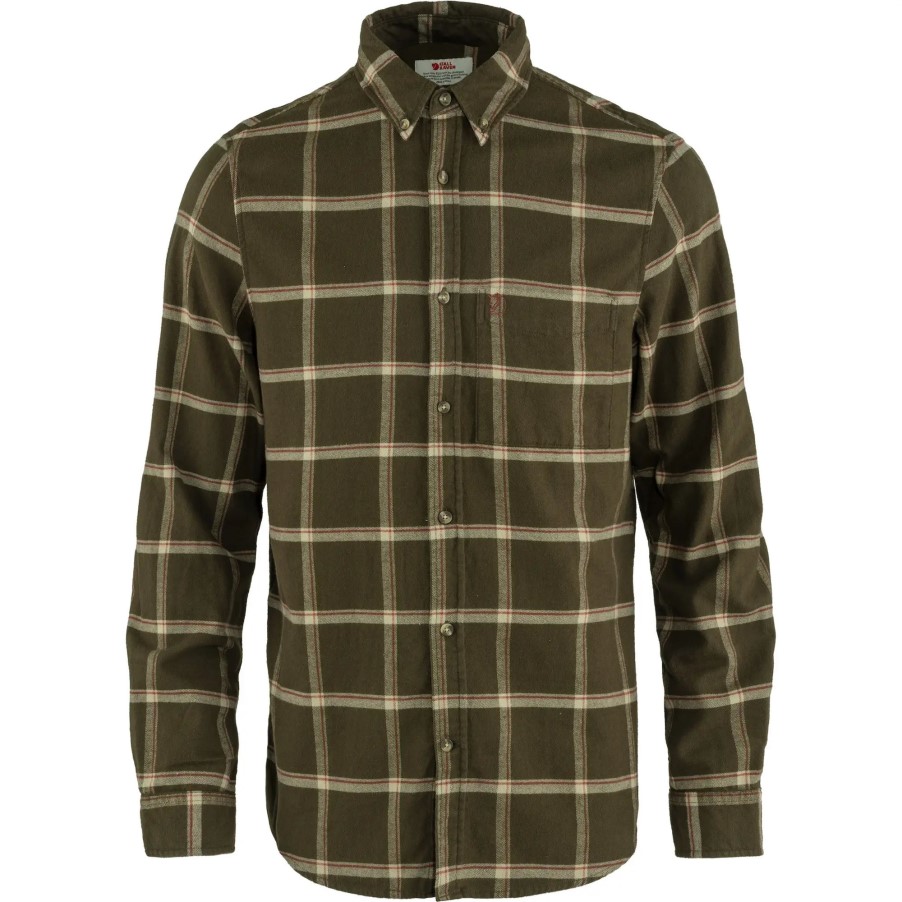 Fjällräven Övik Comfort Flannel Shirt M Dark Olive-Sand Stone