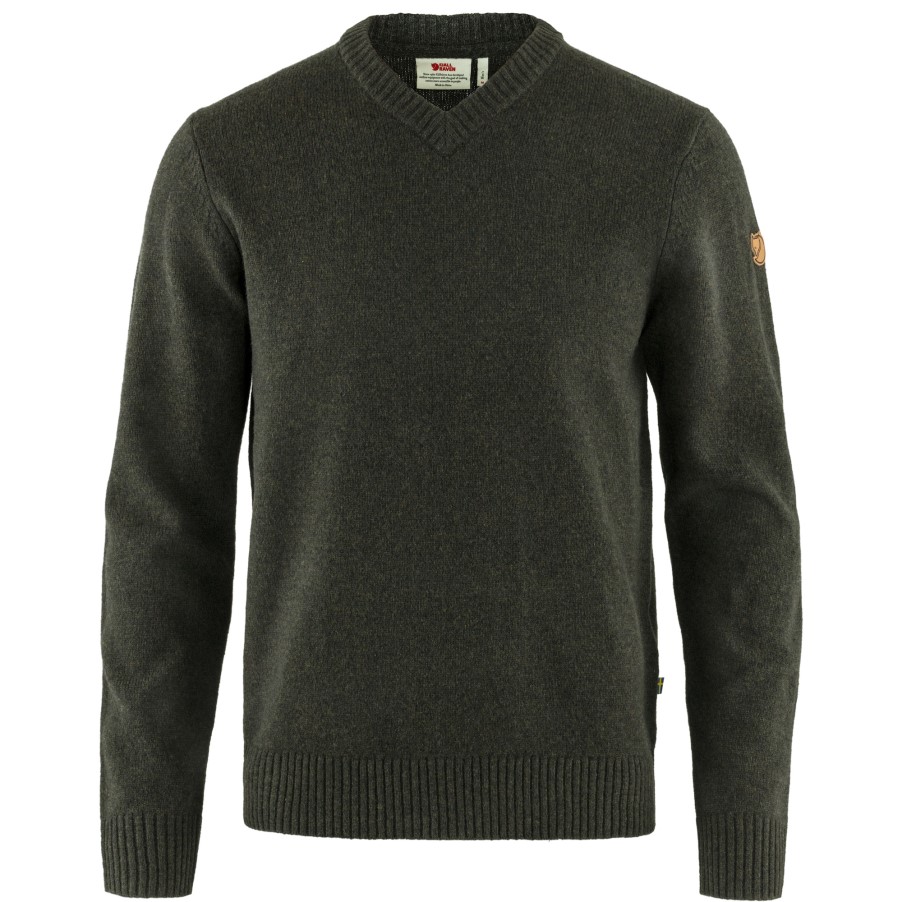 Övik V-Neck Sweater M Dark Olive Fjällräven