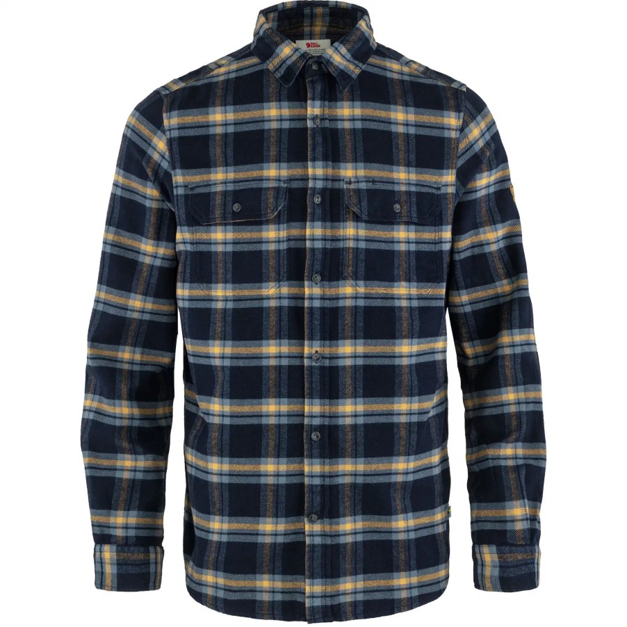 Fjällräven Dark Navy-Buckwheat Brown Övik Heavy Flannel Shirt M