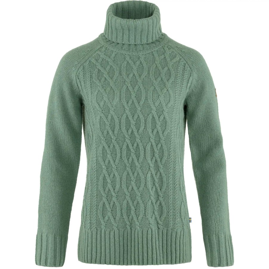 Fjällräven Patina Green Övik Cable Knit Roller Neck W