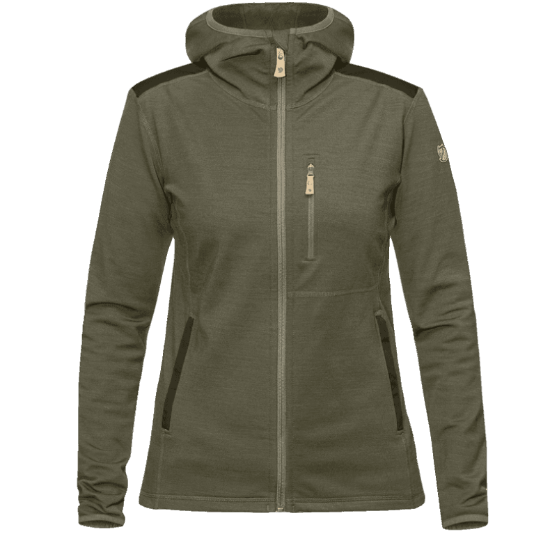 Laurel Green-Deep Forest Keb Fleece Hoodie W - L Green - D Forest Fjällräven