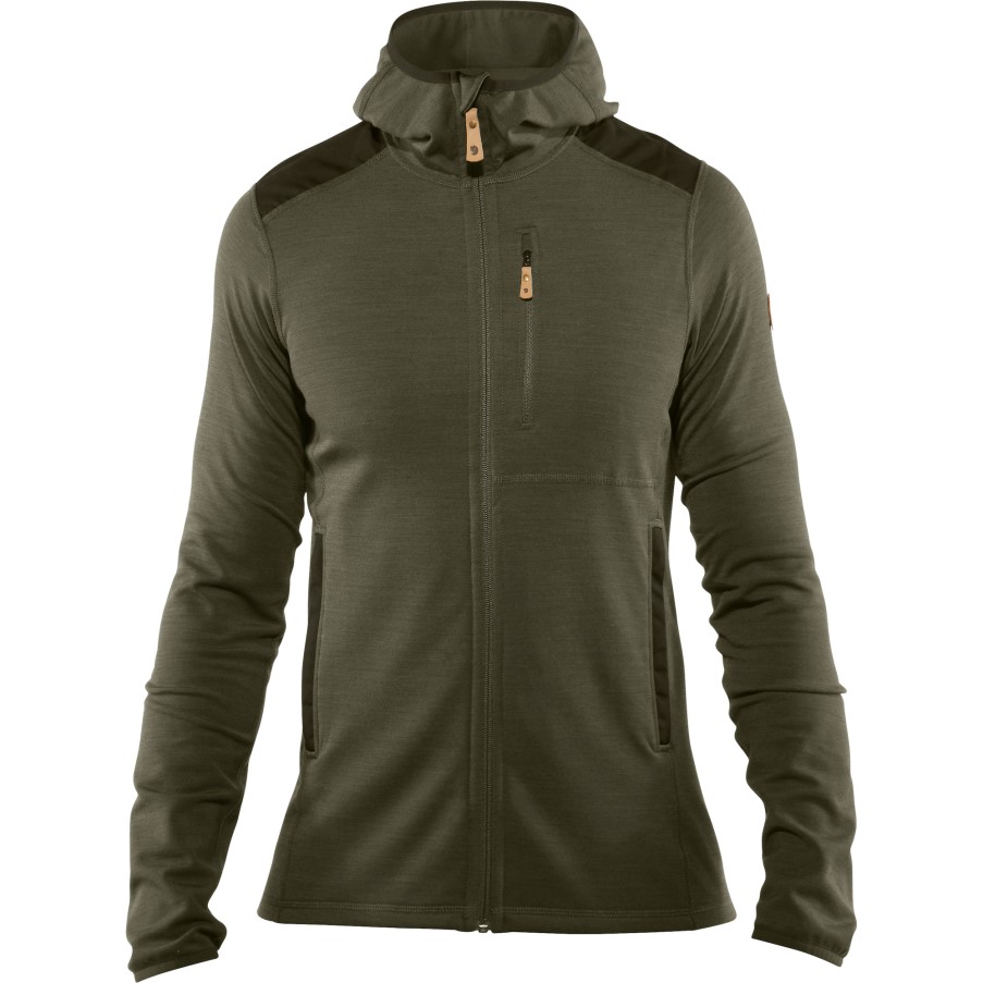 Keb Fleece Hoodie M Laurel Green-Deep Forest Fjällräven