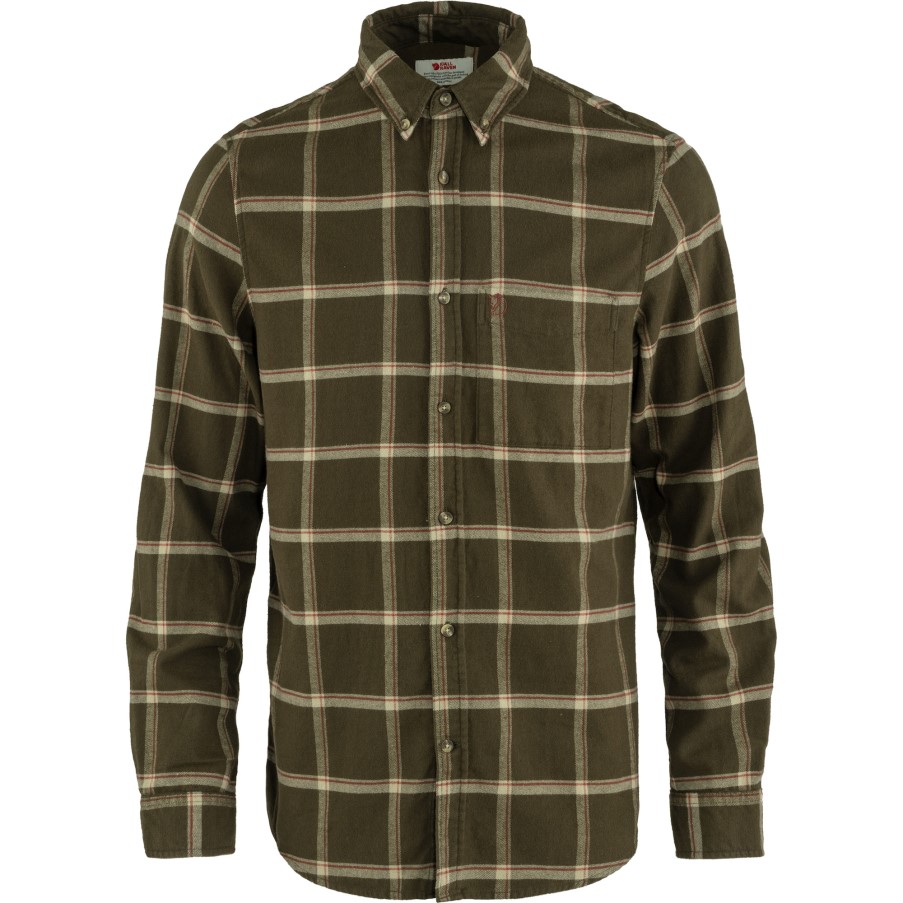 Övik Comfort Flannel Shirt M Dark Olive-Sand Stone Fjällräven
