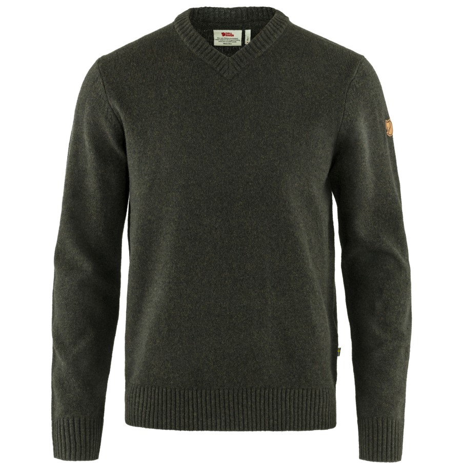 Fjällräven Övik V-Neck Sweater M Dark Olive