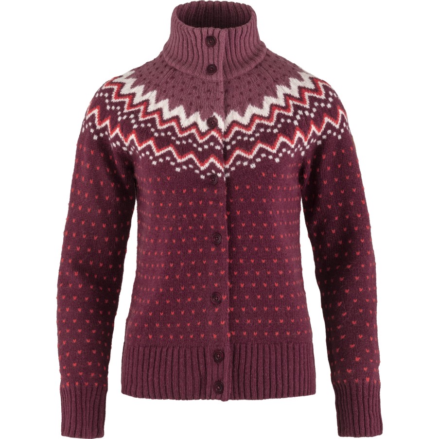 Dark Garnet Fjällräven Övik Knit Cardigan W
