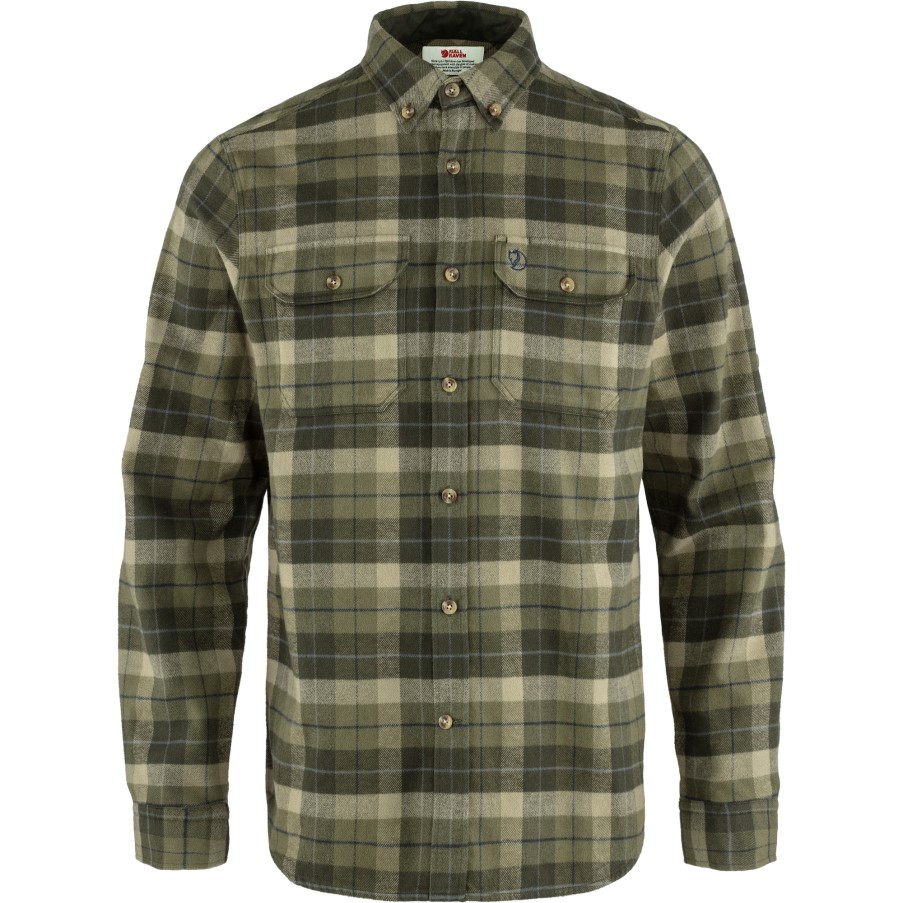 Singi Heavy Flannel Shirt M Green-Deep Forest Fjällräven