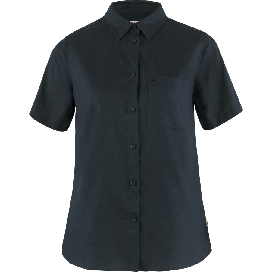 Dark Navy Fjällräven Övik Travel Shirt Ss W