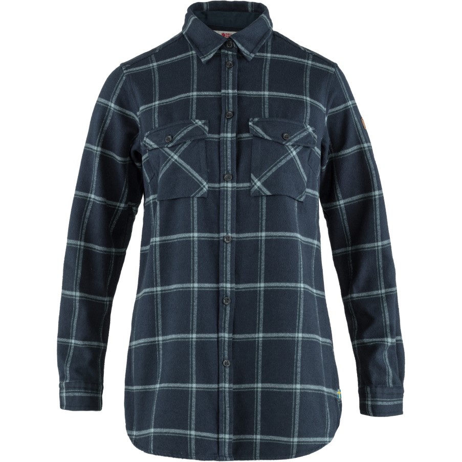 Dark Navy-Steel Blue Fjällräven Övik Twill Shirt Ls W