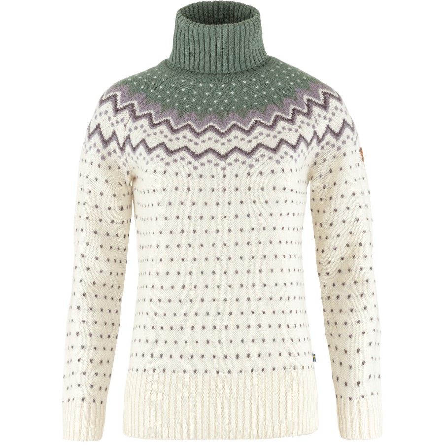 Fjällräven Brand Övik Knit Roller Neck W Chalk White-Patina Green