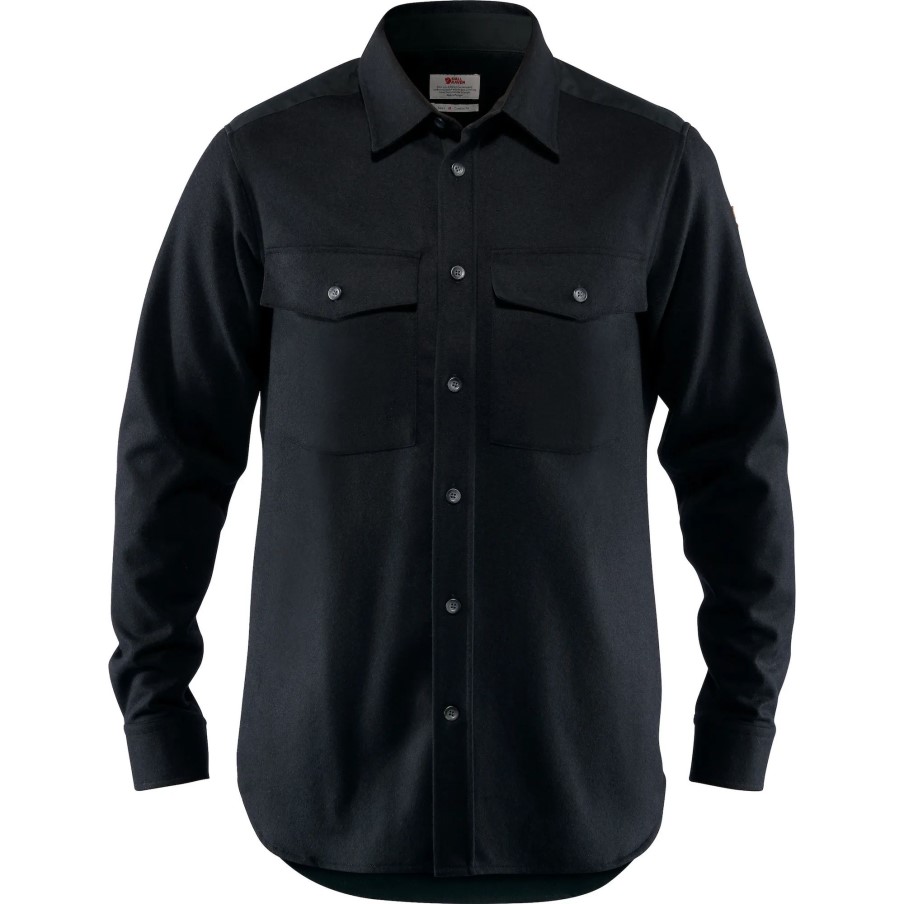 Black Övik Re-Wool Shirt Ls M Fjällräven
