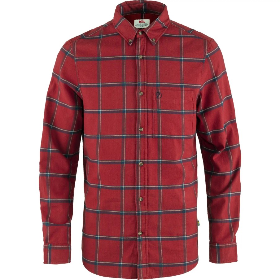 Red Oak-Navy Övik Comfort Flannel Shirt M Fjällräven