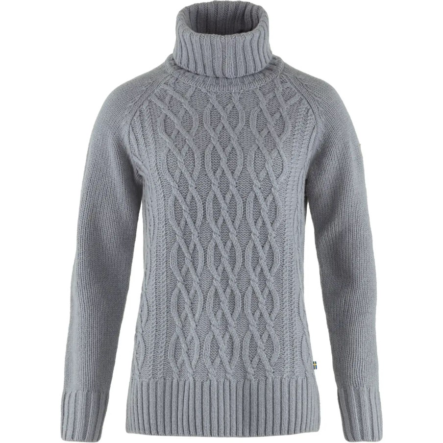 Fjällräven Övik Cable Knit Roller Neck W Flint Grey