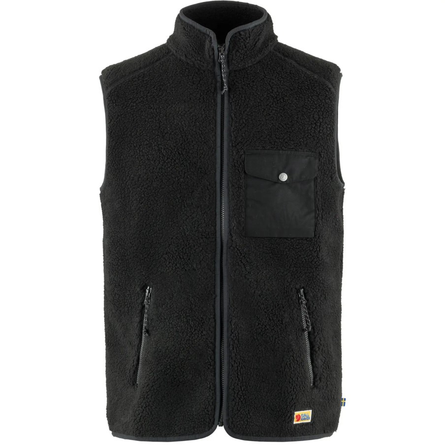 Black Fjällräven Vardag Pile Fleece Vest M