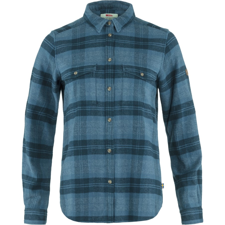 Övik Heavy Flannel Shirt W Indigo Blue-Dark Navy Fjällräven